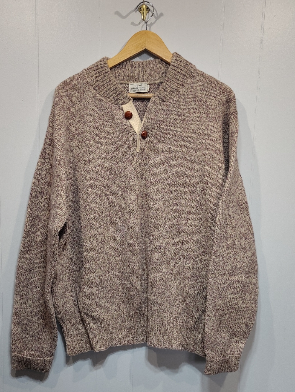 Klines Wool Henley Sweater XL Heavy Wool Knit Grandpa